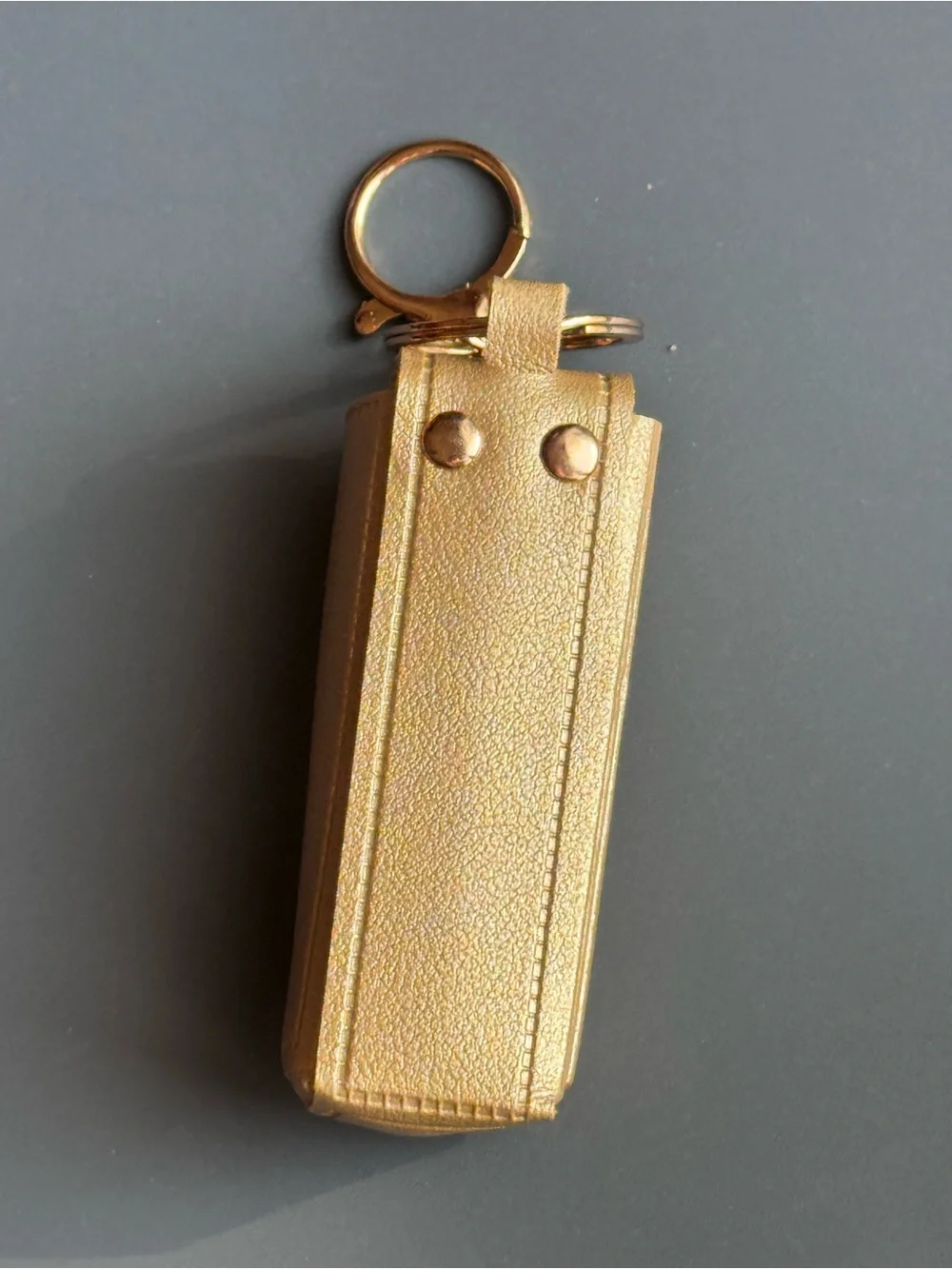 Metallic Gold Leatherette Keychain Holster with Snap Closure